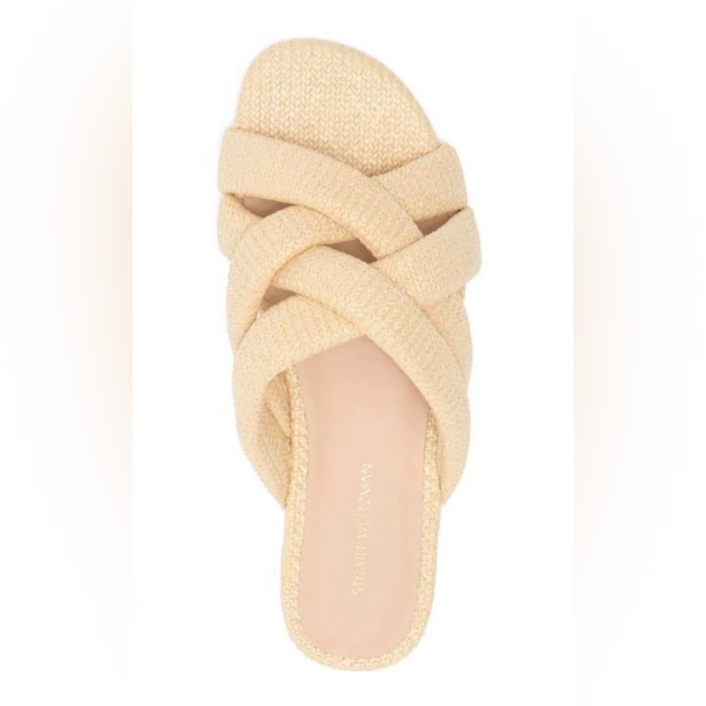 Stuart Weitzman Crossover Raffia Slide Sandal - Picture 2 of 6